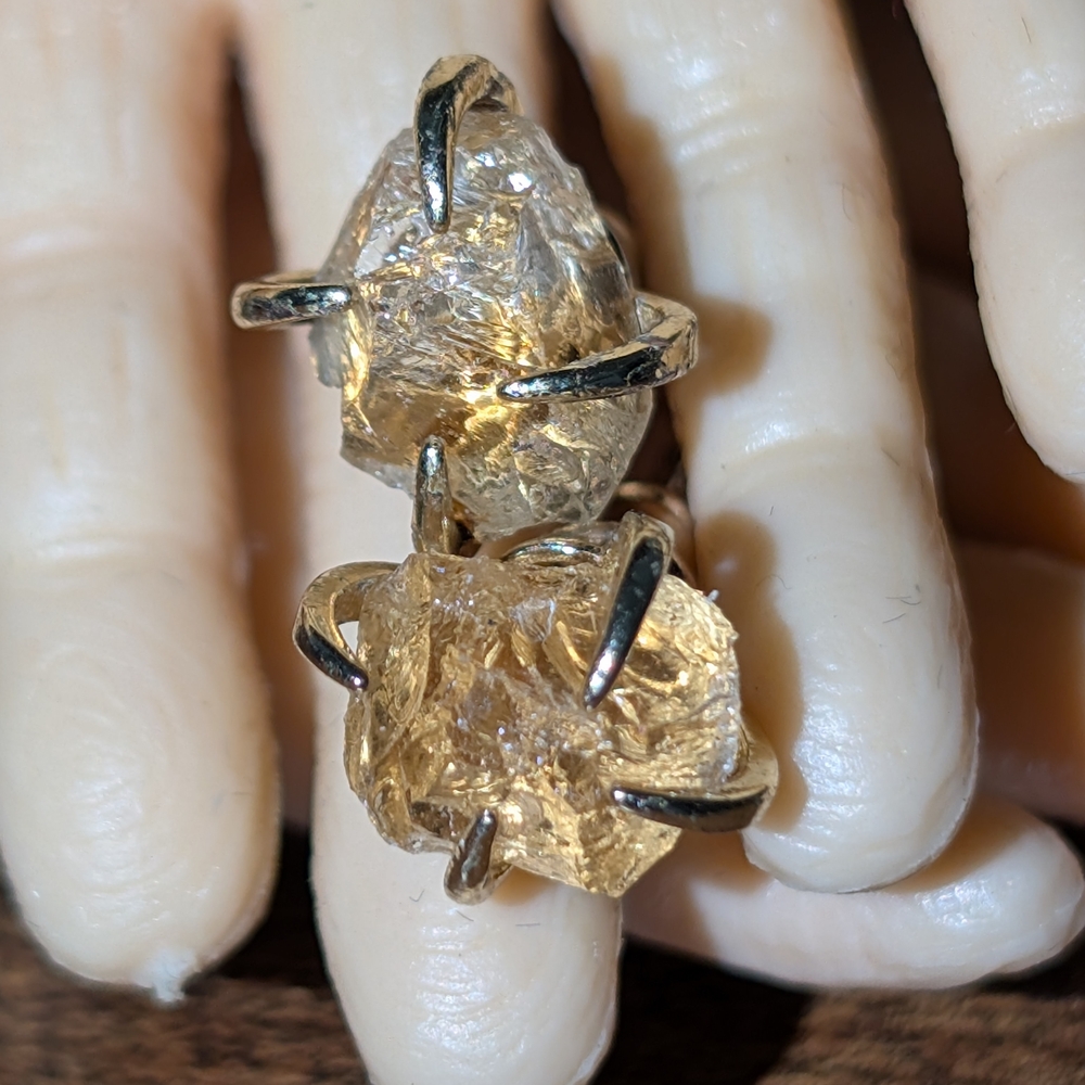 Gold Tone Raw Crystal Stud Earrings - Unbranded